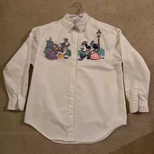 Disney Mickey, Minnie, Donald & Daisy white cotton shirt